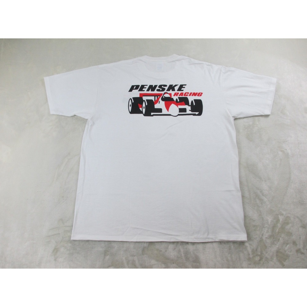 VINTAGE JERZEES Shirt Mens Extra Large White Penske Racing*